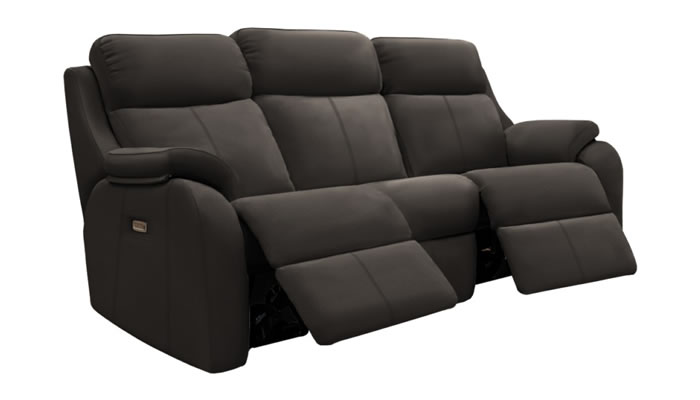 G Plan Kingsbury Leather 3 Seater Curved Sofa Power DBL Recliver Headrest Lumbar